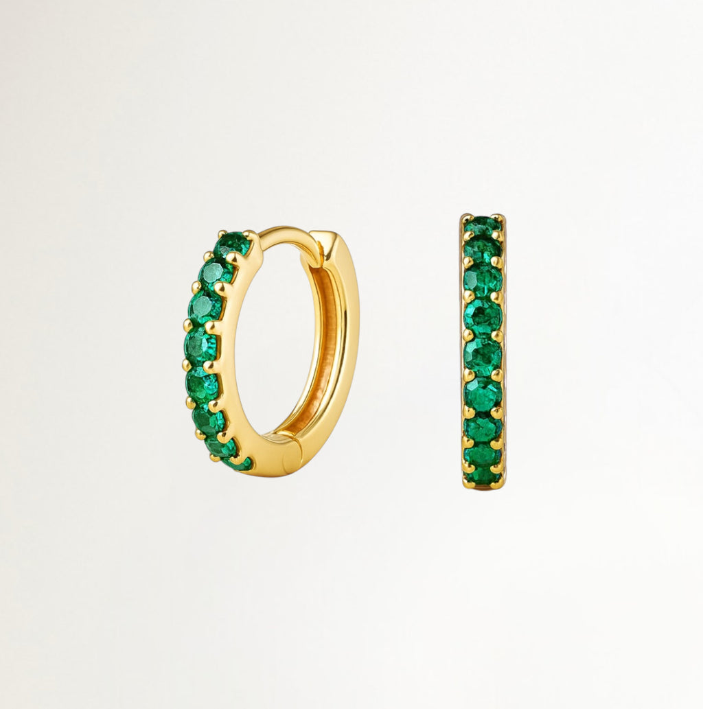 ARGOLLAS CON CIRCONES VERDES BAÑADAS EN ORO