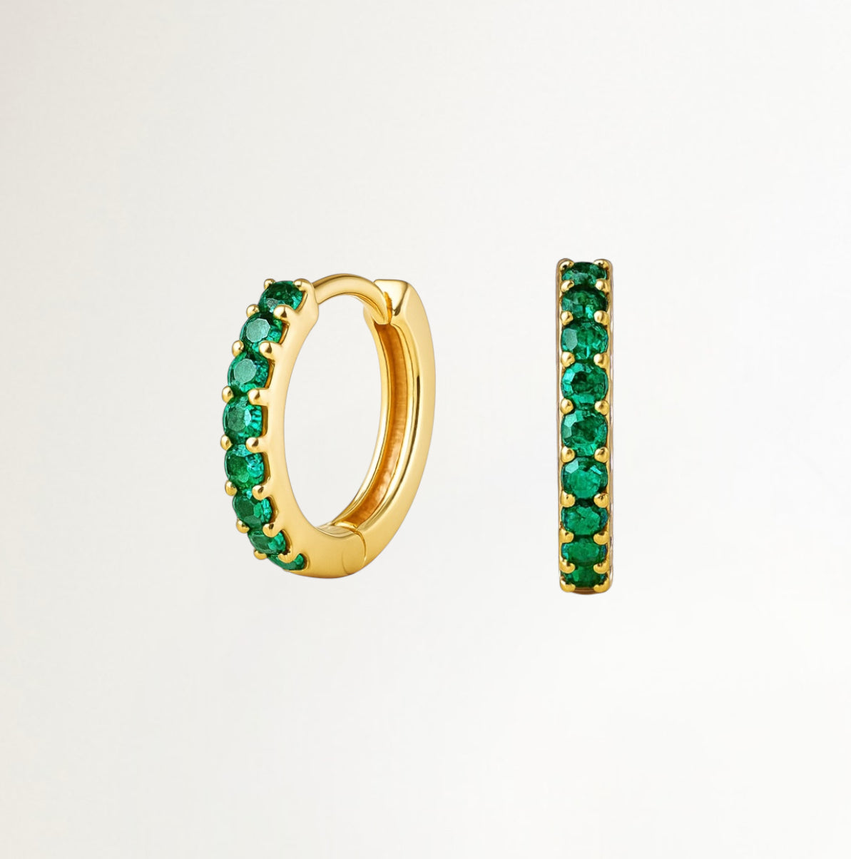 ARGOLLAS CON CIRCONES VERDES BAÑADAS EN ORO