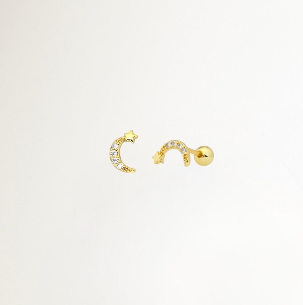 AROS LUNA Y ESTRELLA BAÑADO EN ORO (1 UNIDAD)