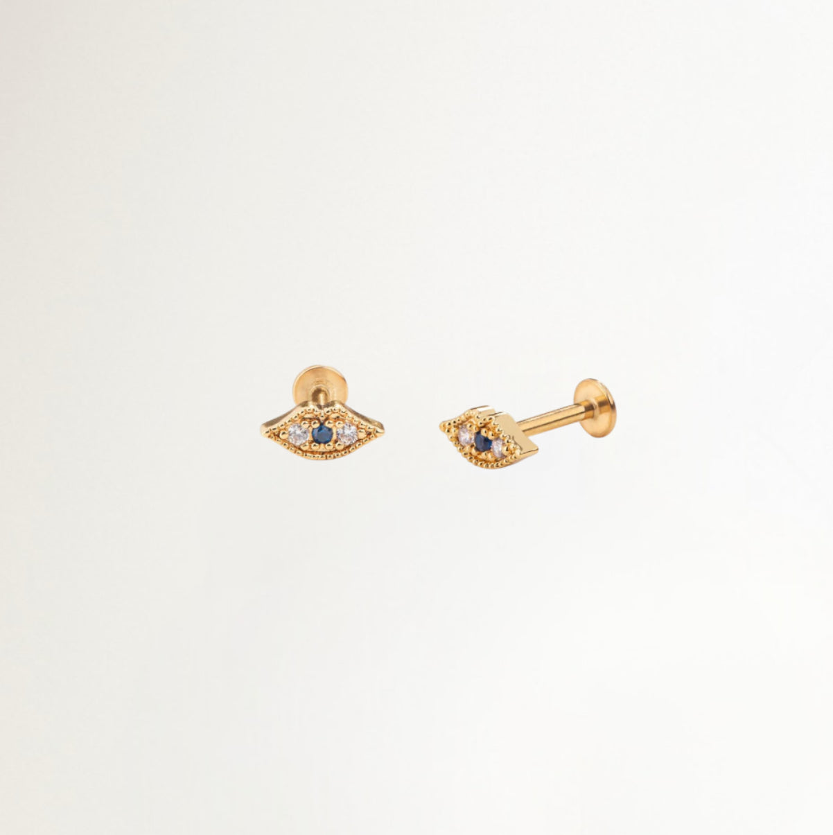 PIERCING OJO AZUL BAÑADO EN ORO (1 UNIDAD)