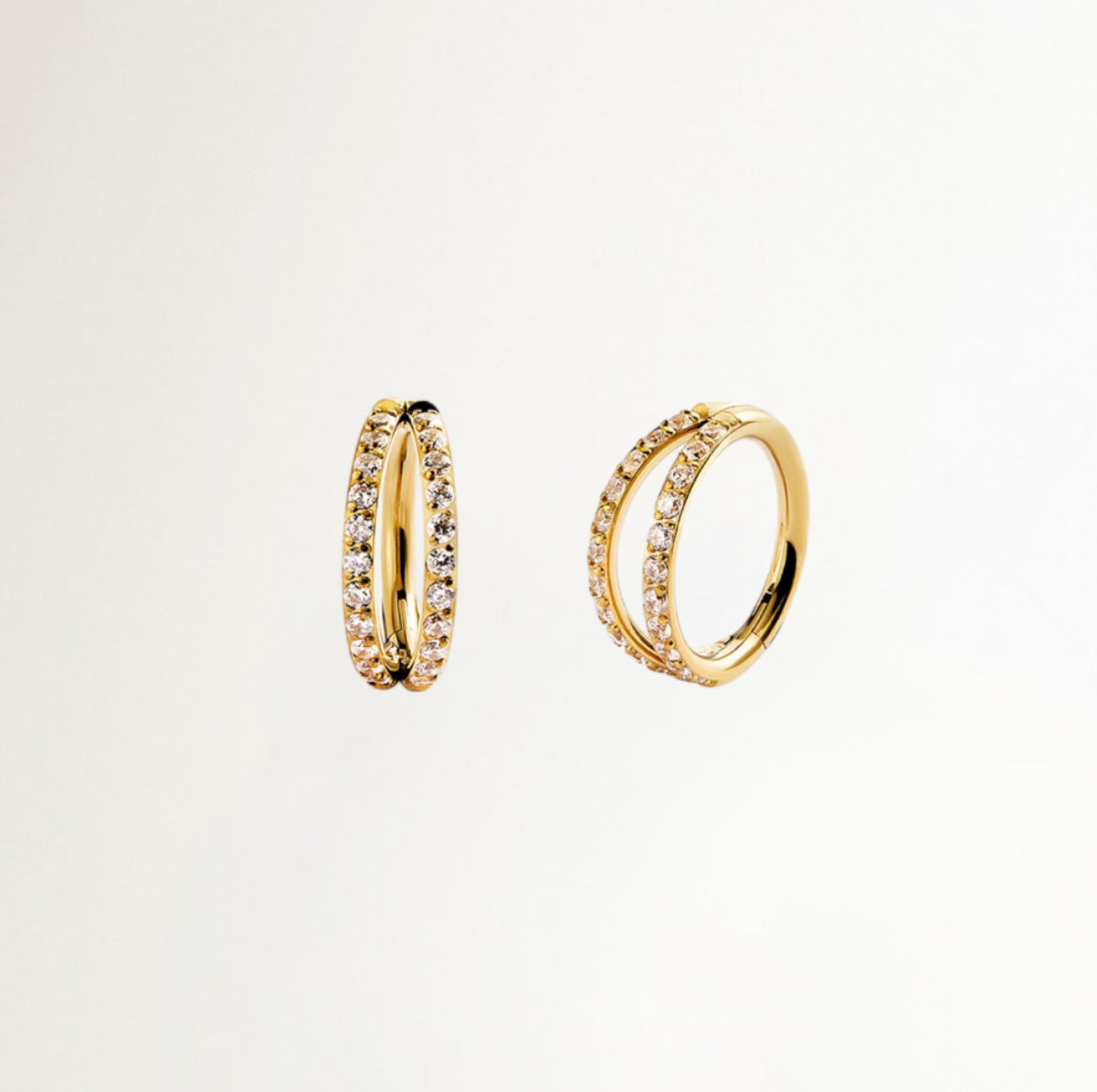 ARGOLLAS DOBLE CON CIRCONES BAÑADAS EN ORO