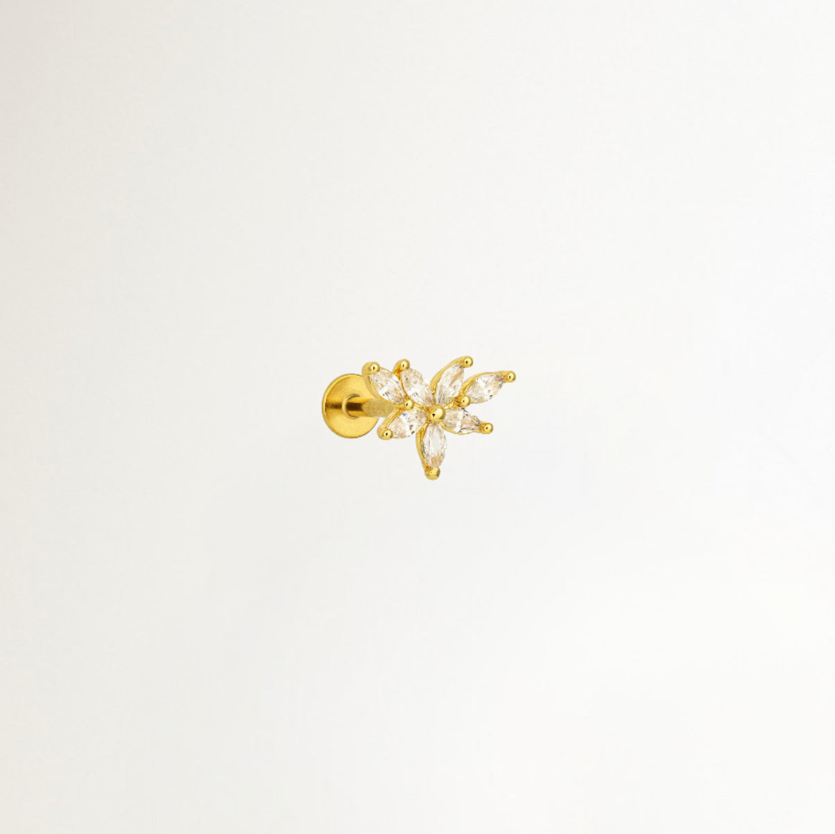 PIERCING FLOR BAÑADO EN ORO (1 UNIDAD)