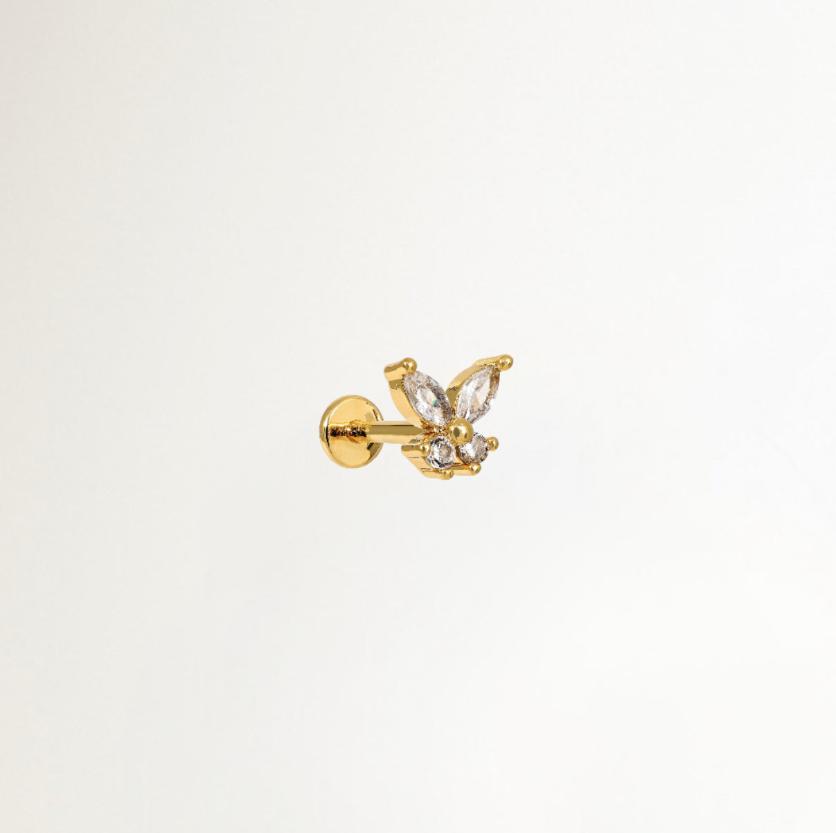 PIERCING MARIPOSA ALA BAÑADO EN ORO (1 UNIDAD)
