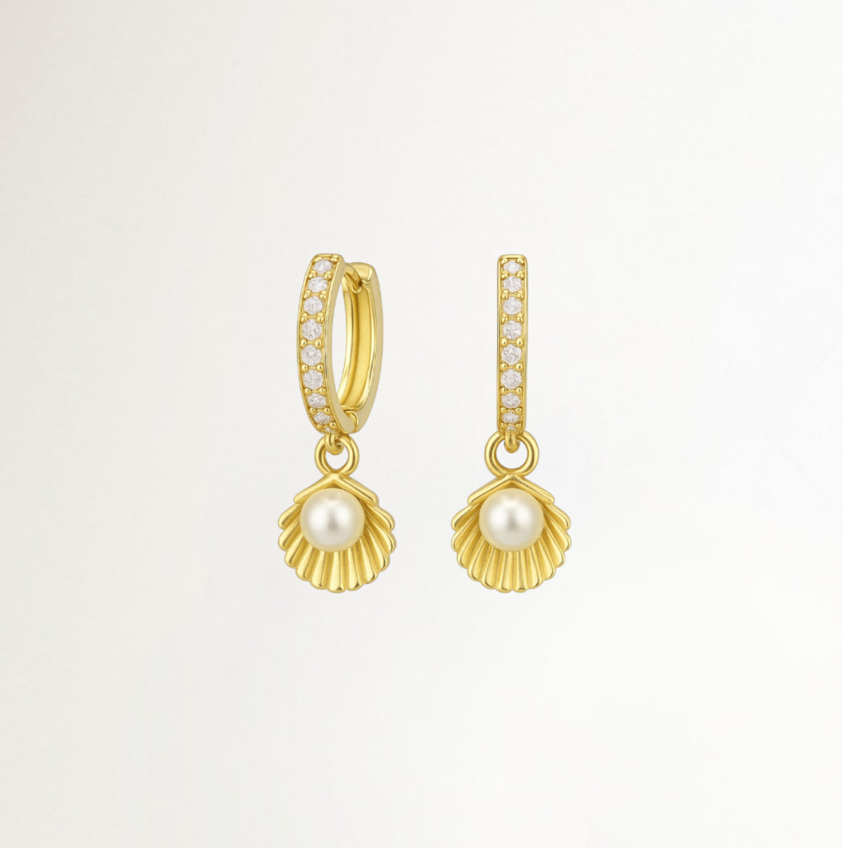 ARGOLLLAS CONCHA BAÑADAS EN ORO