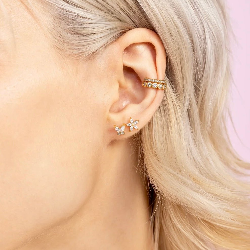 AROS MARIPOSA CIRCON BAÑADOS EN ORO