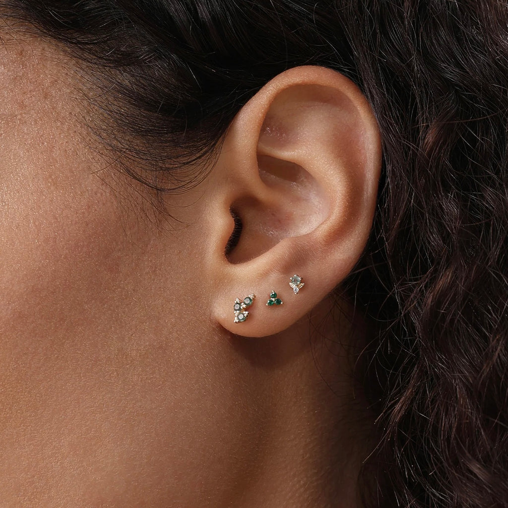 AROS TRIO ESMERALDA BAÑADOS EN ORO