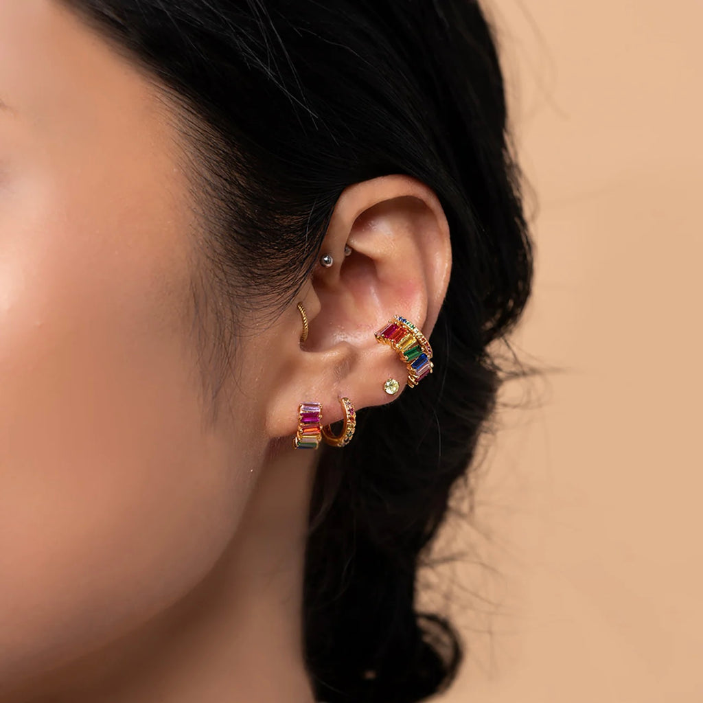 ARGOLLAS RAINBOW CIRCON BAÑADAS EN ORO 13MM