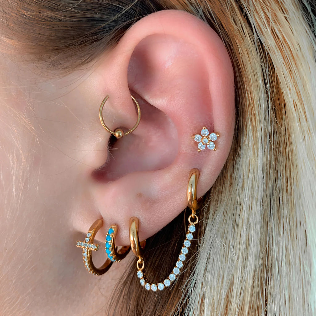 ARGOLLAS TURQUESA BAÑADAS EN ORO