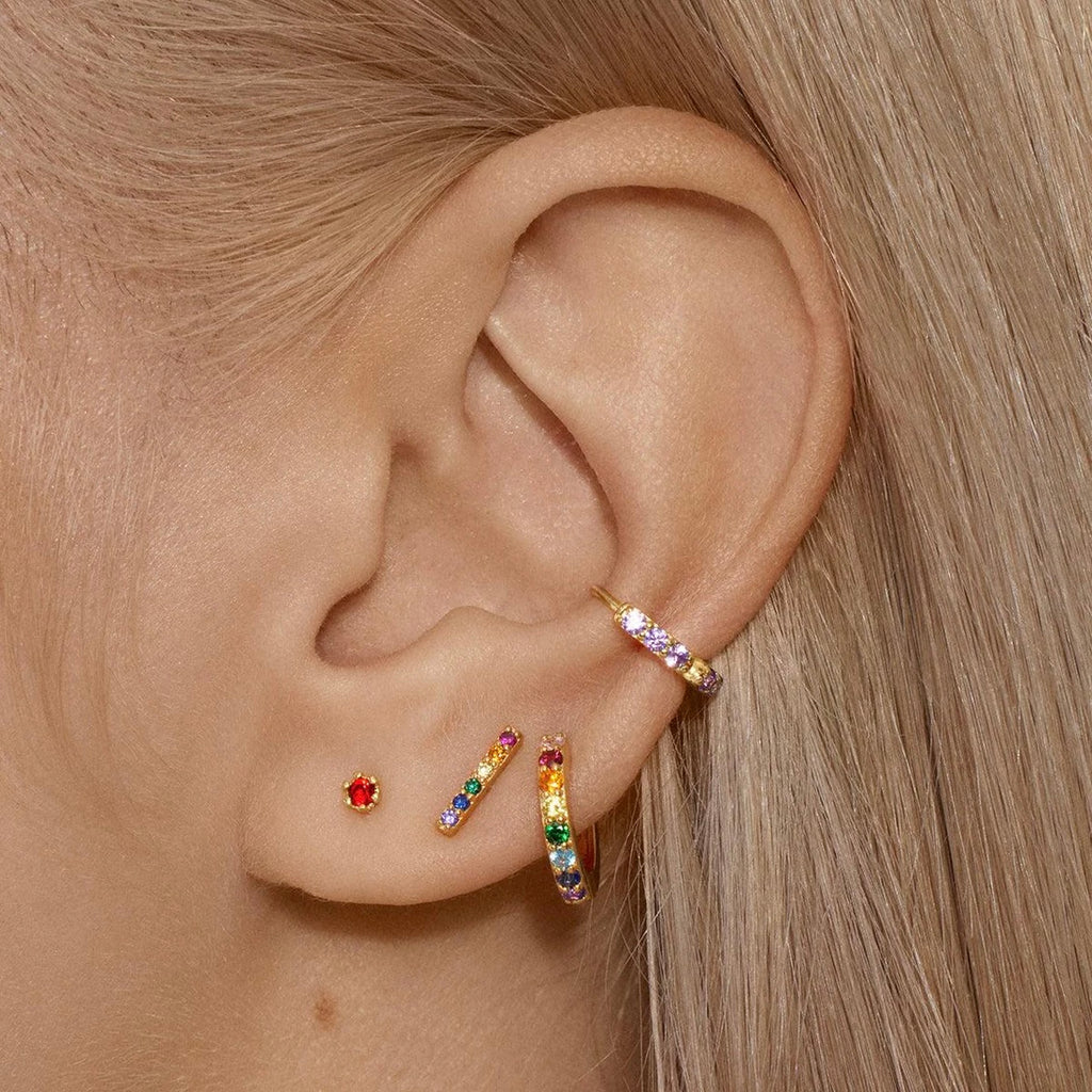 ARGOLLAS CON CIRCONES COLOR BAÑADAS EN ORO