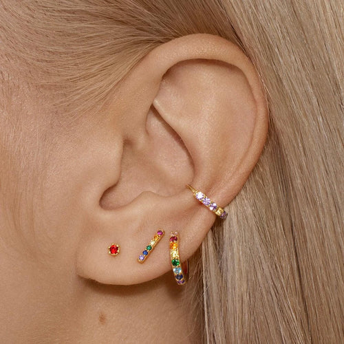 ARGOLLAS CON CIRCONES COLOR BAÑADAS EN ORO