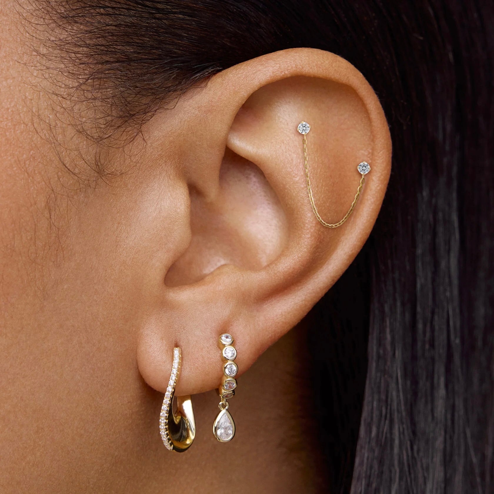 AROS TREPADOR DE PUNTOS EN CIRCONIA BAÑADO EN ORO