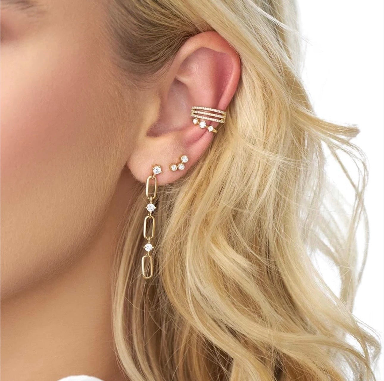 EARCUFFS CIRCONIA DE 3 LINEAS