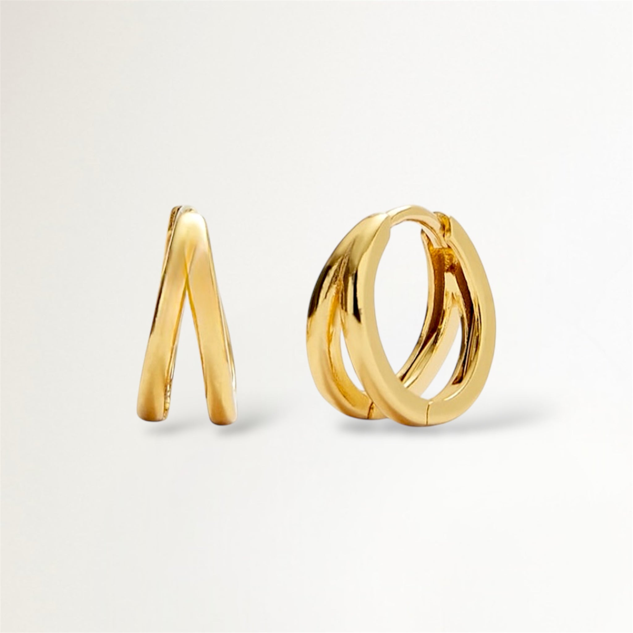 AROS DOBLE ARGOLLAS CRUZADA BAÑADAS EN ORO