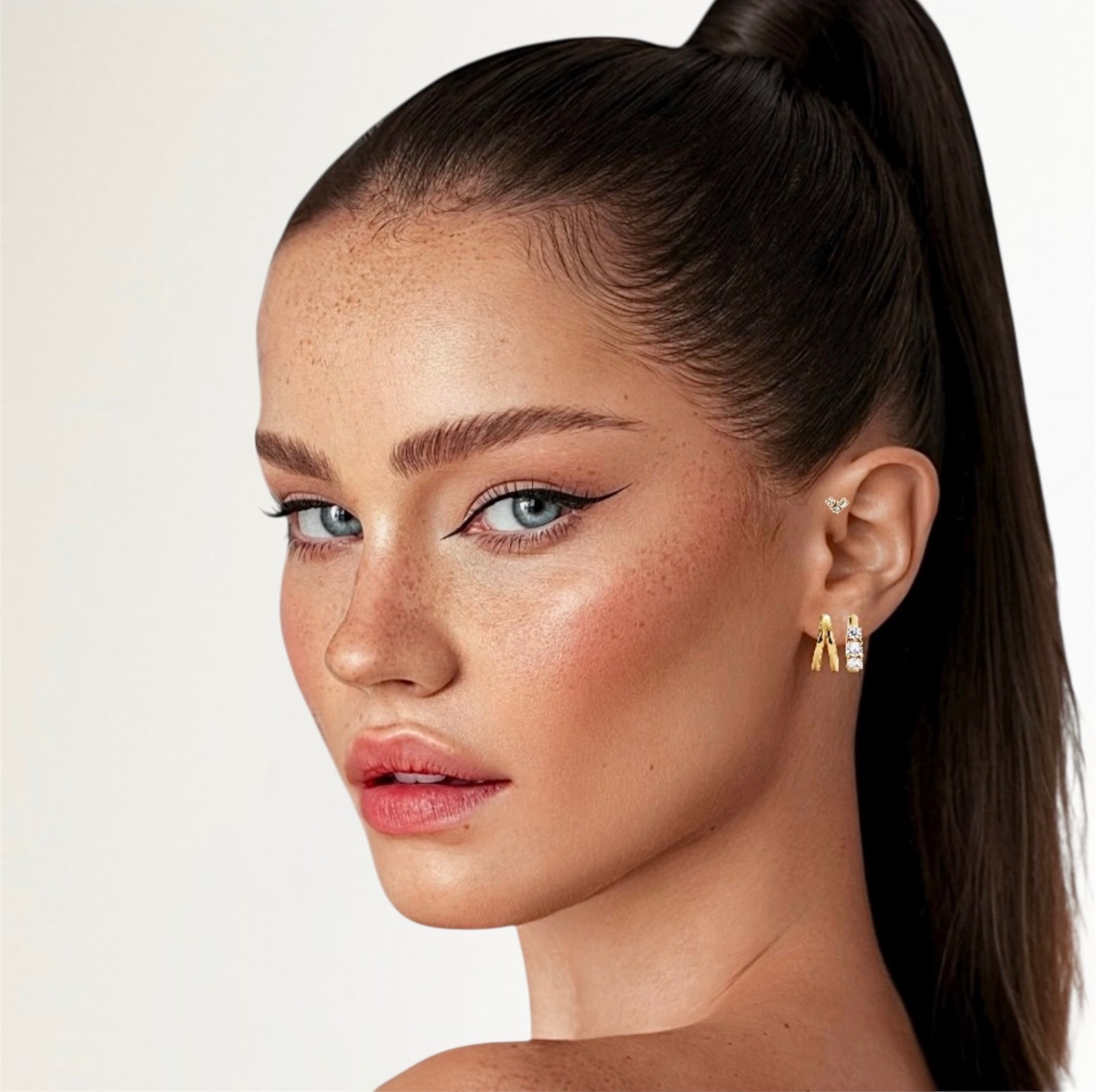 AROS DOBLE ARGOLLAS CRUZADA BAÑADAS EN ORO