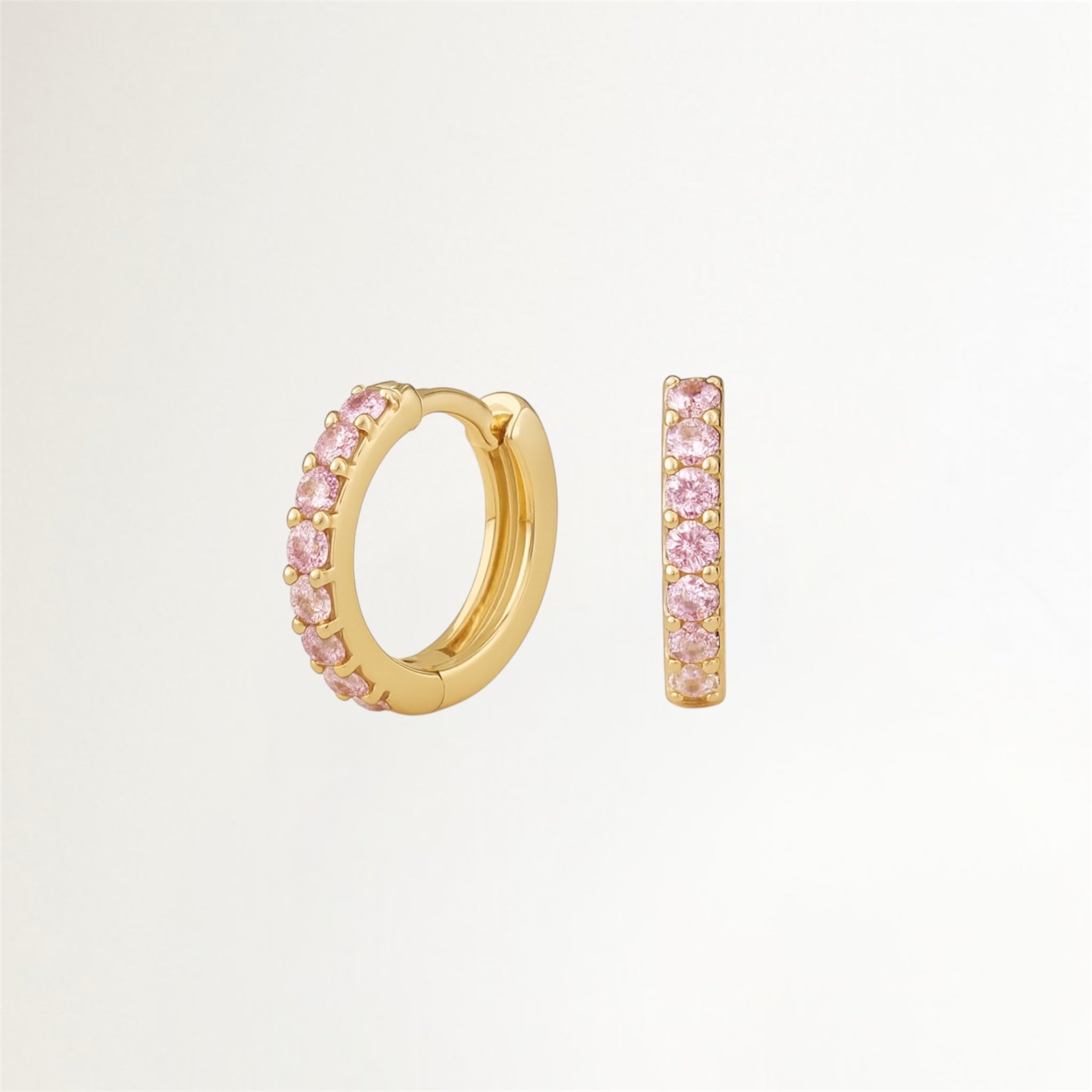 ARGOLLAS CON CIRCONES ROSADO BAÑADAS EN ORO