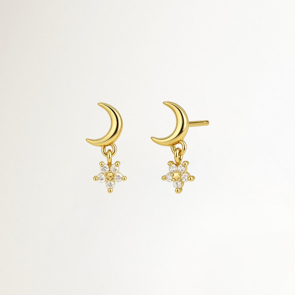 AROS LUNA & ESTRELLA BAÑADOS EN ORO