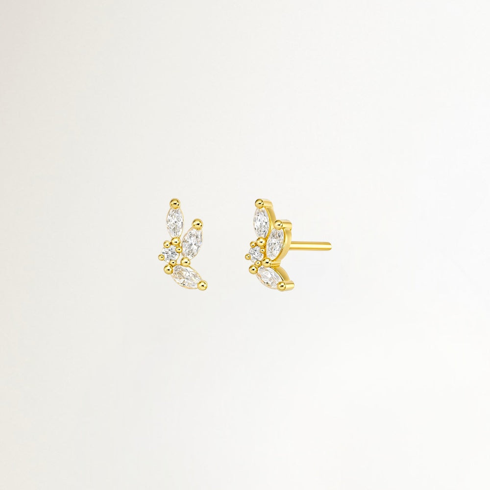 AROS HOJA DE CIRCONES BAÑADOS EN ORO