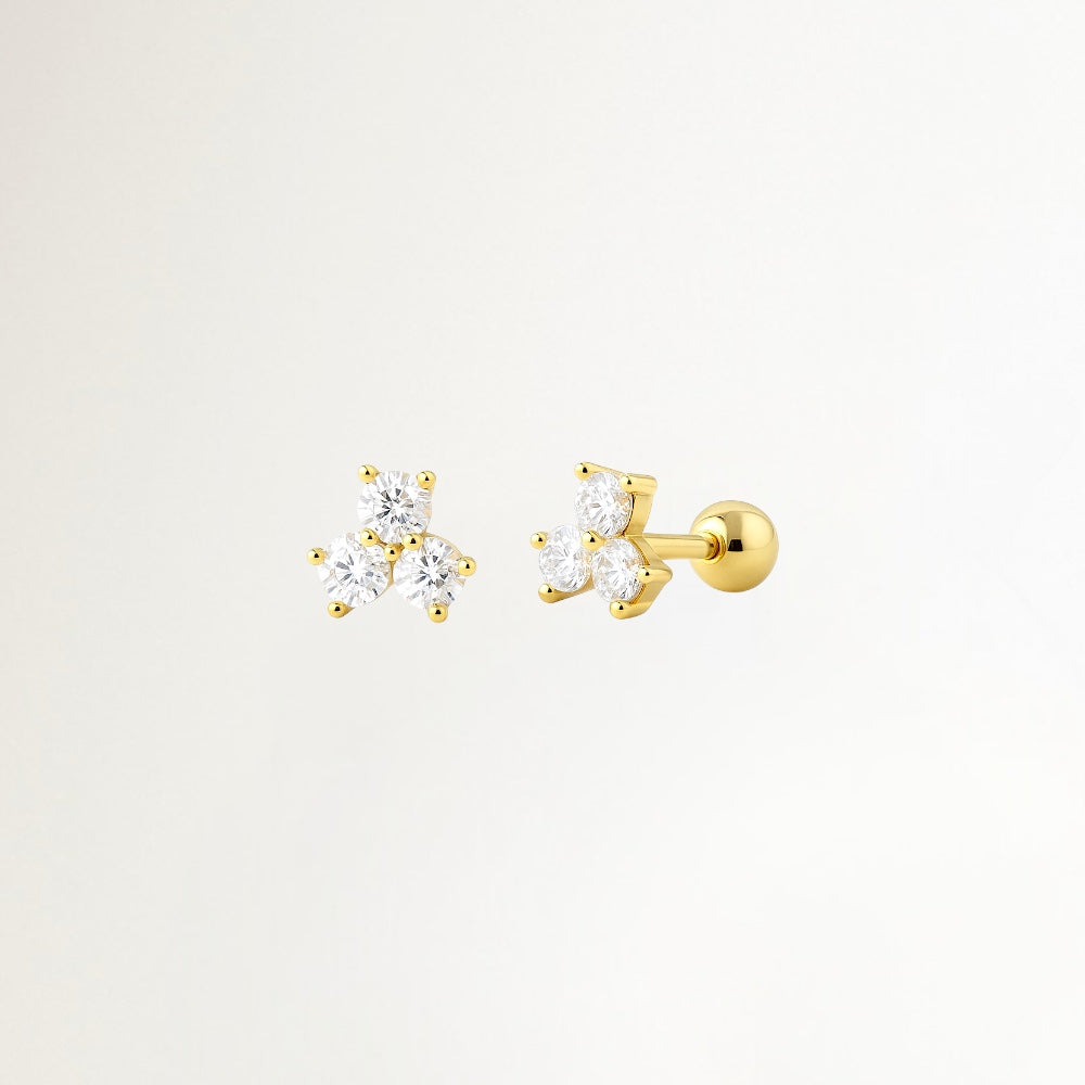 ARO TRIO DE CIRCONES BAÑADO EN ORO (1 UNIDAD)