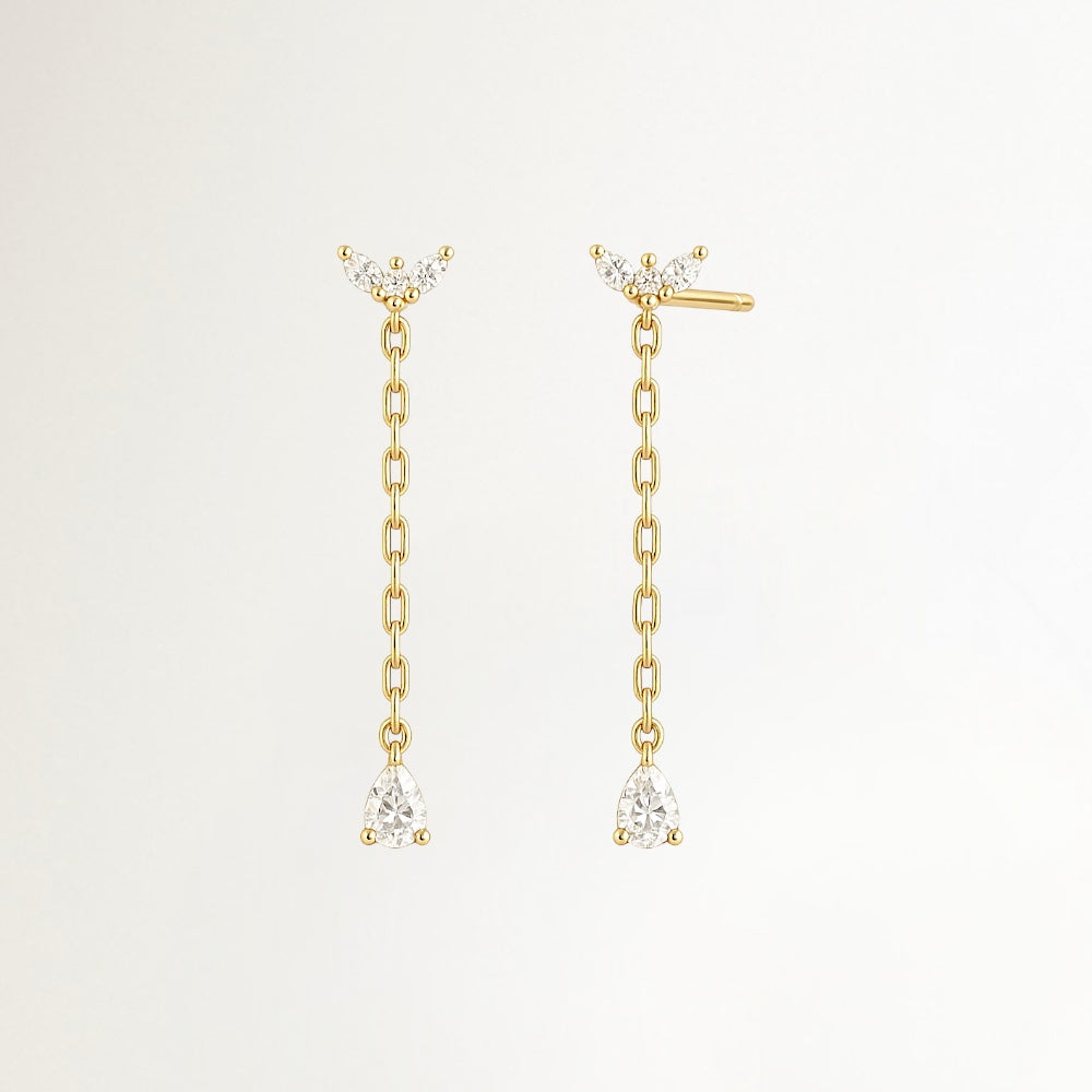 AROS CADENA CON LAGRIMA CIRCON BAÑADOS EN ORO