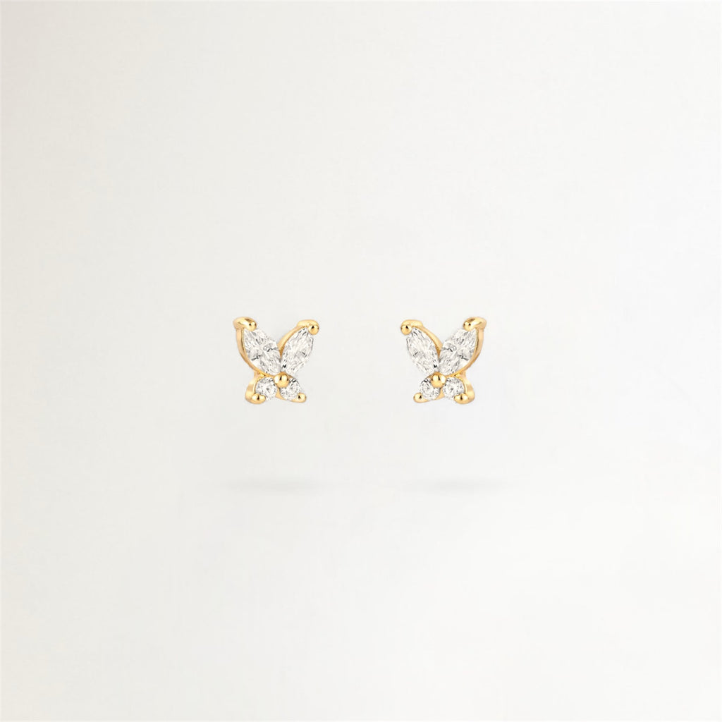 AROS MARIPOSA CIRCON BAÑADOS EN ORO