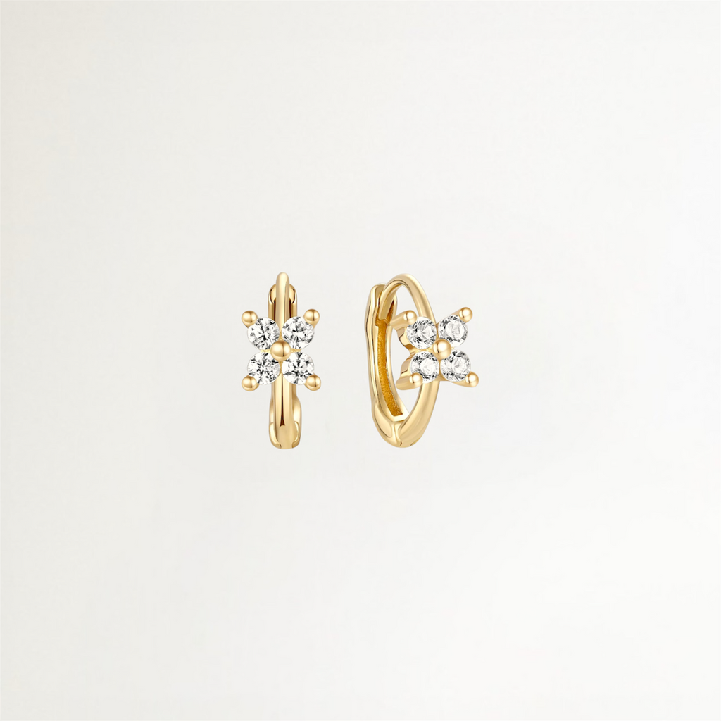 ARGOLLAS FLOR DE CIRCONES BAÑADAS EN ORO