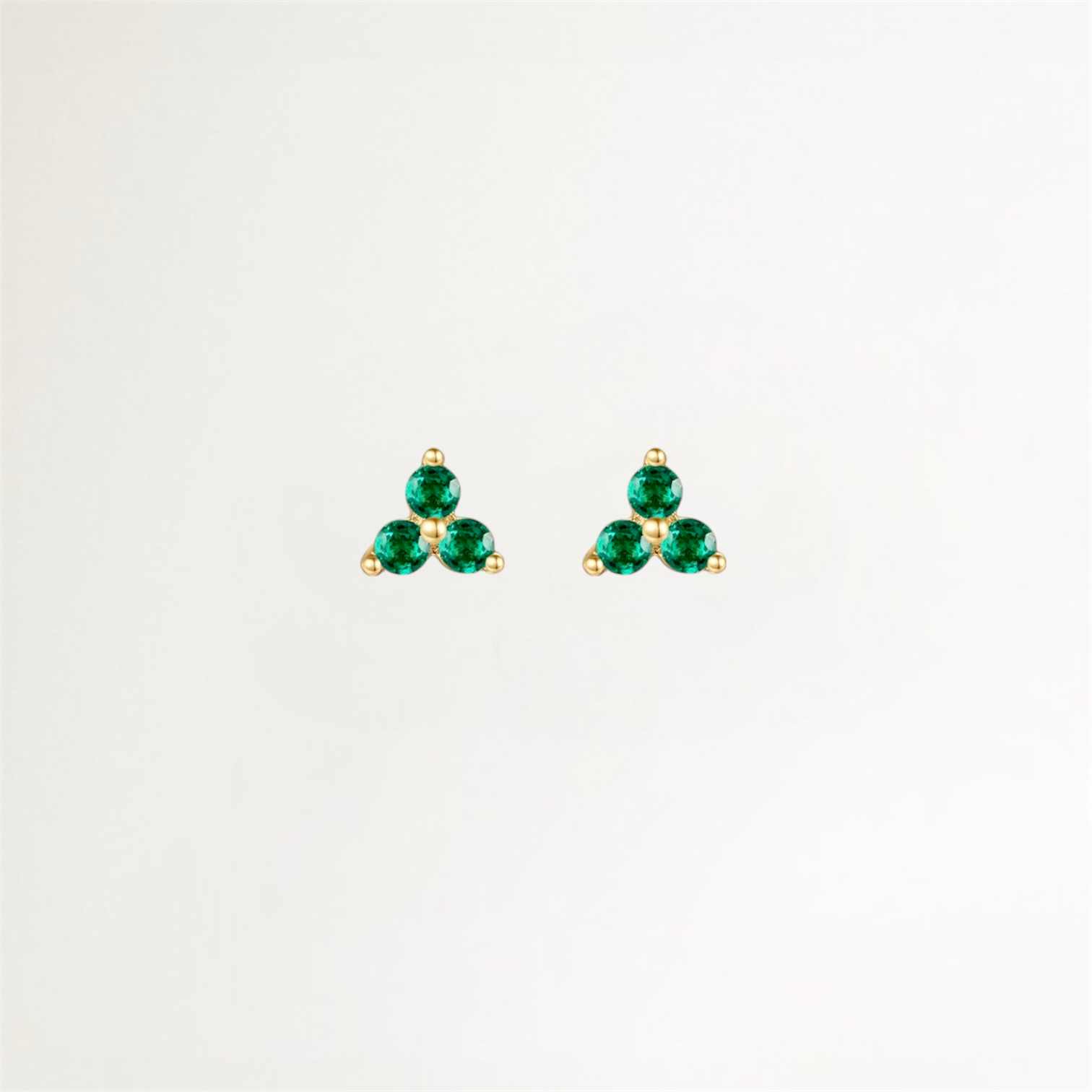 AROS TRIO ESMERALDA BAÑADOS EN ORO